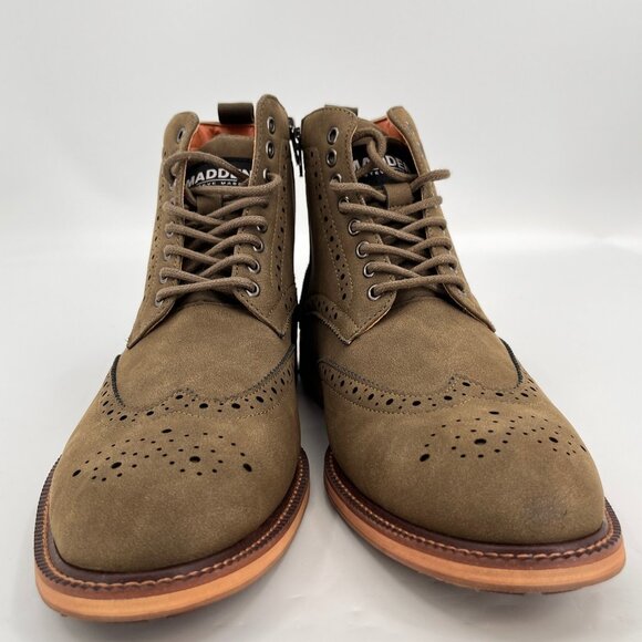 Madden REMPPR Wingtip Boots Size 9.5 Olive Suede Brogue Zip Lace-Up Ankle Boot main image 12